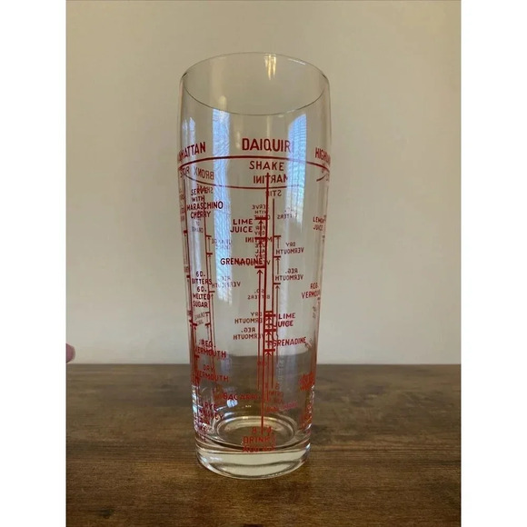 Vintage Glass Cocktail Mixed Drink Recipe Shaker Bar Mixer Retro Mad Men Style - Picture 6 of 8